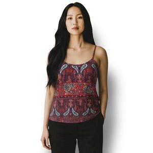 CDP & Co Womens Spaghetti Strap Cami Tank Paisley Bohemian Y2K Lightweight Red M